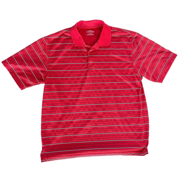 Men’s PGA Tour Golf Polo Size XL Red Striped - Picture 1 of 5
